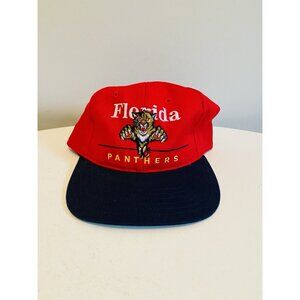 Vintage 90s Florida Panthers NHL Snapback Hat Twins Enterprises USA Red Blue Cap